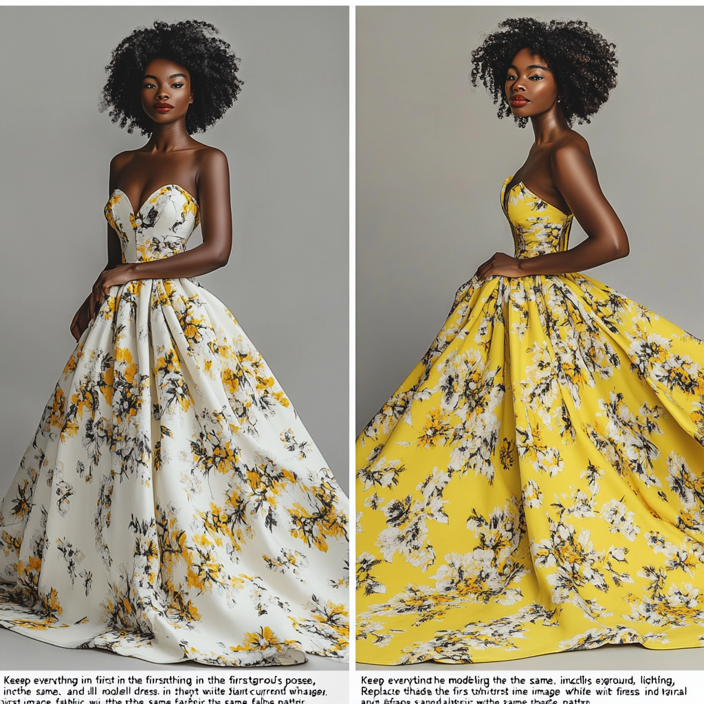 A Model in Yellow Floral Dress Pose