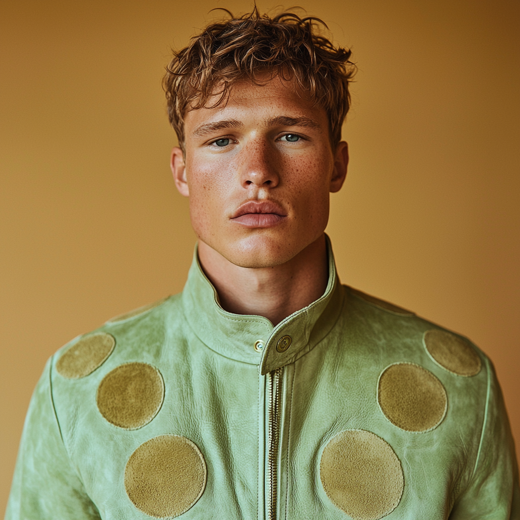 A Model in a Stylish Green Jacket for Men