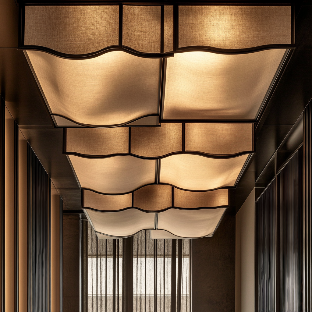 A Modern, Glowing Geometric Ceiling Installation