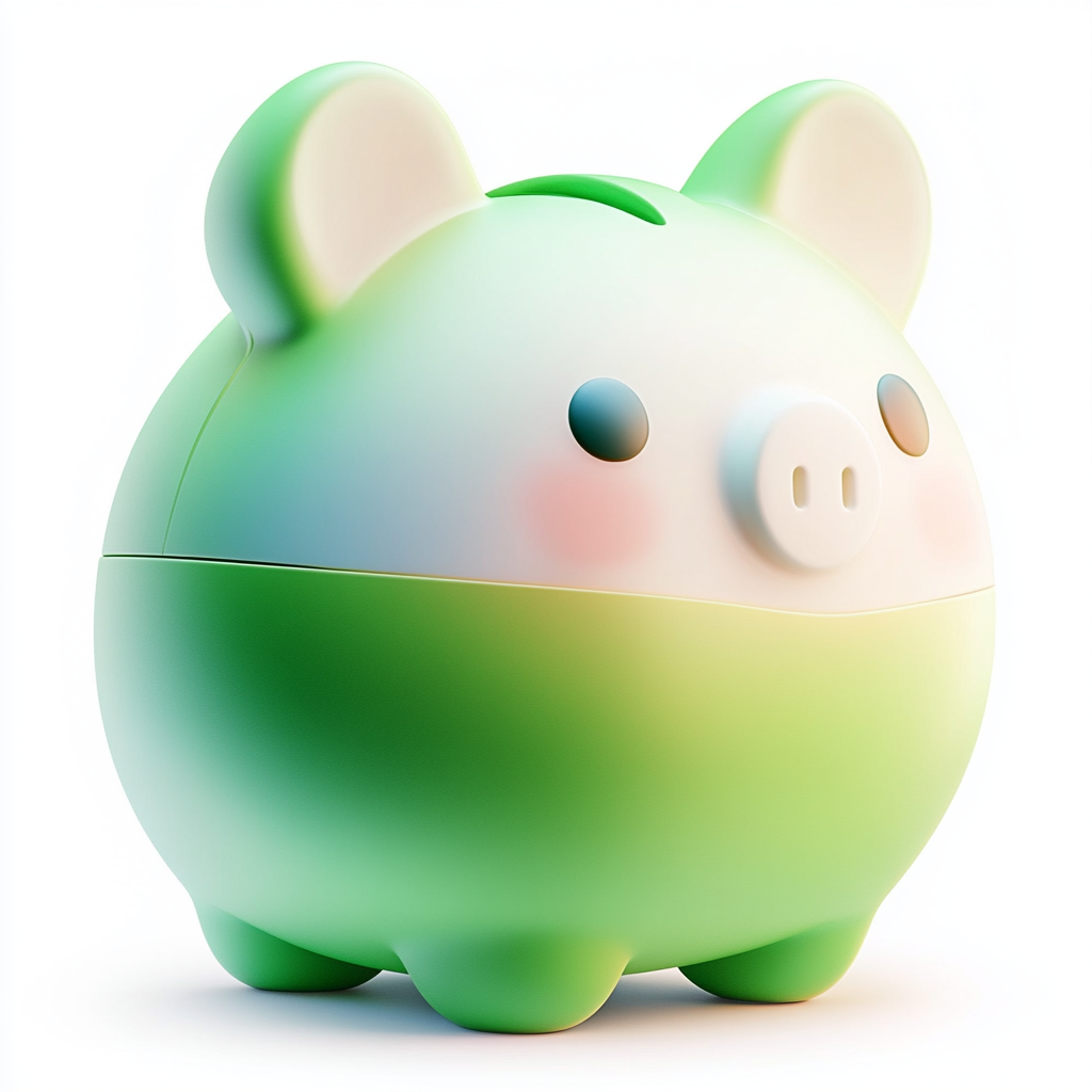 A Modern 3D Icon of Green Piggy Bank