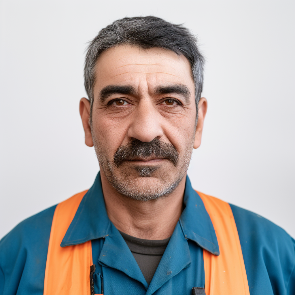 A Modern Carpenter in Blue and Orange Uniform