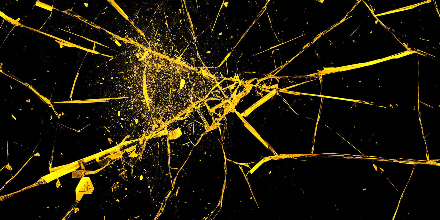 A Modern Yellow Broken Circuit on Black Background