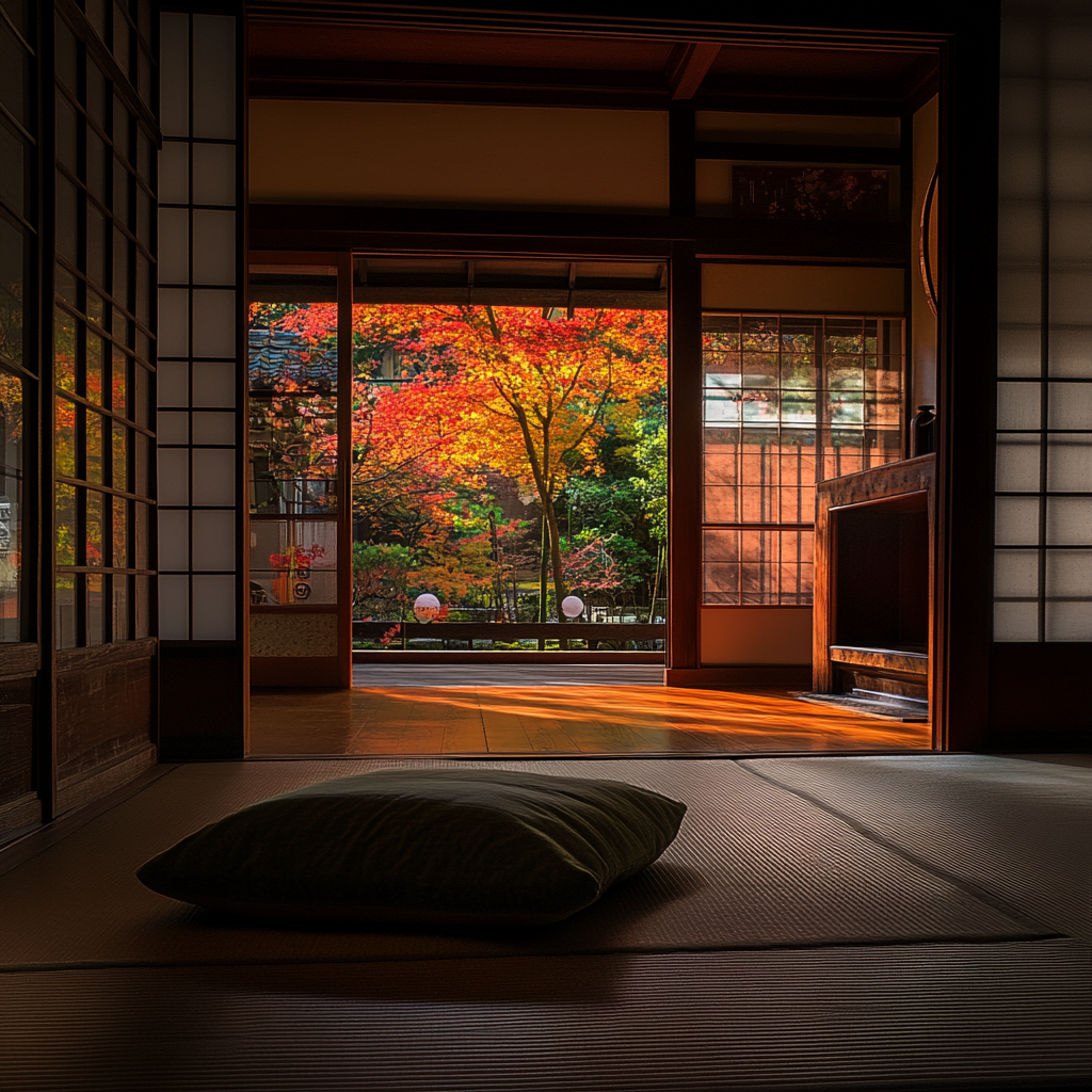 A Modest Japanese Minka on an Autumn Day