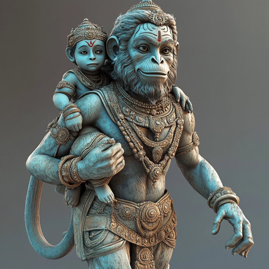 A Monkey Carries Two Princes with Detailed Features