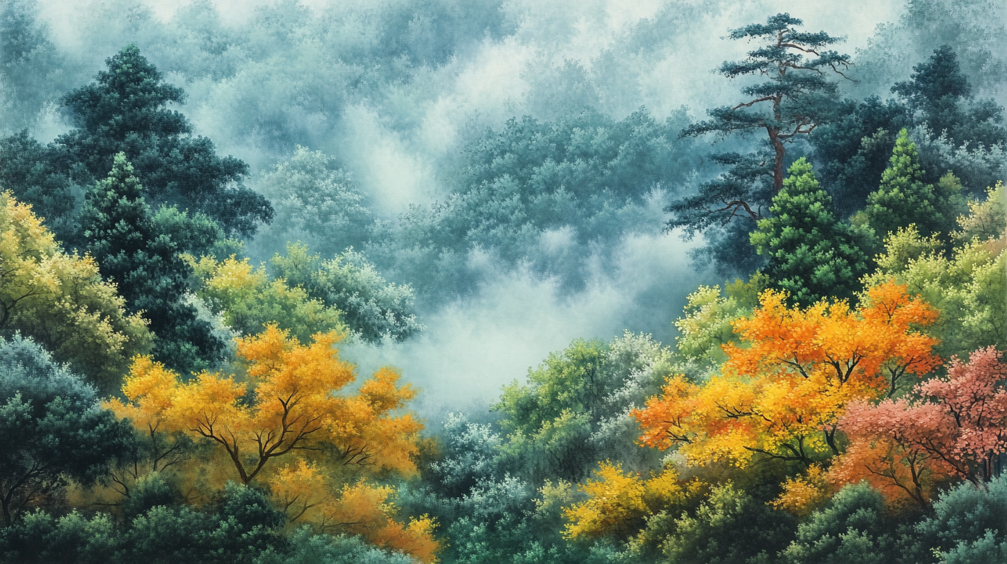 A Mystical Japanese Forest in Autumn Hues