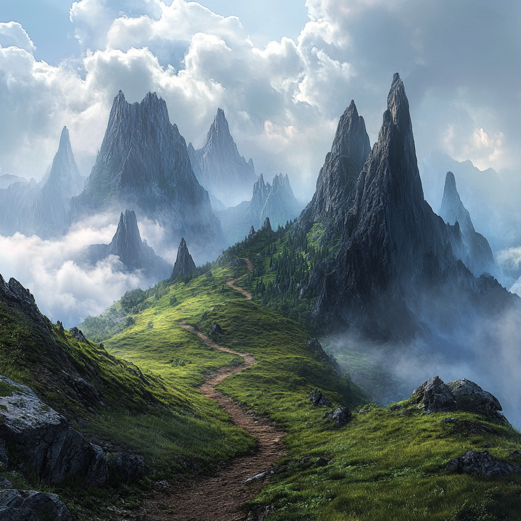 A Mystical Mountain Trail: A Serene Landscape