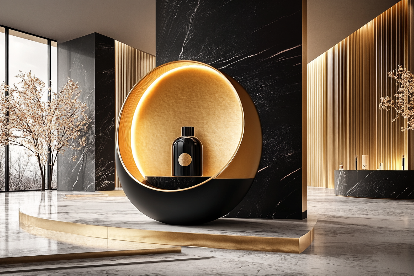 A Mystical Perfume House with Gold-Black Theme