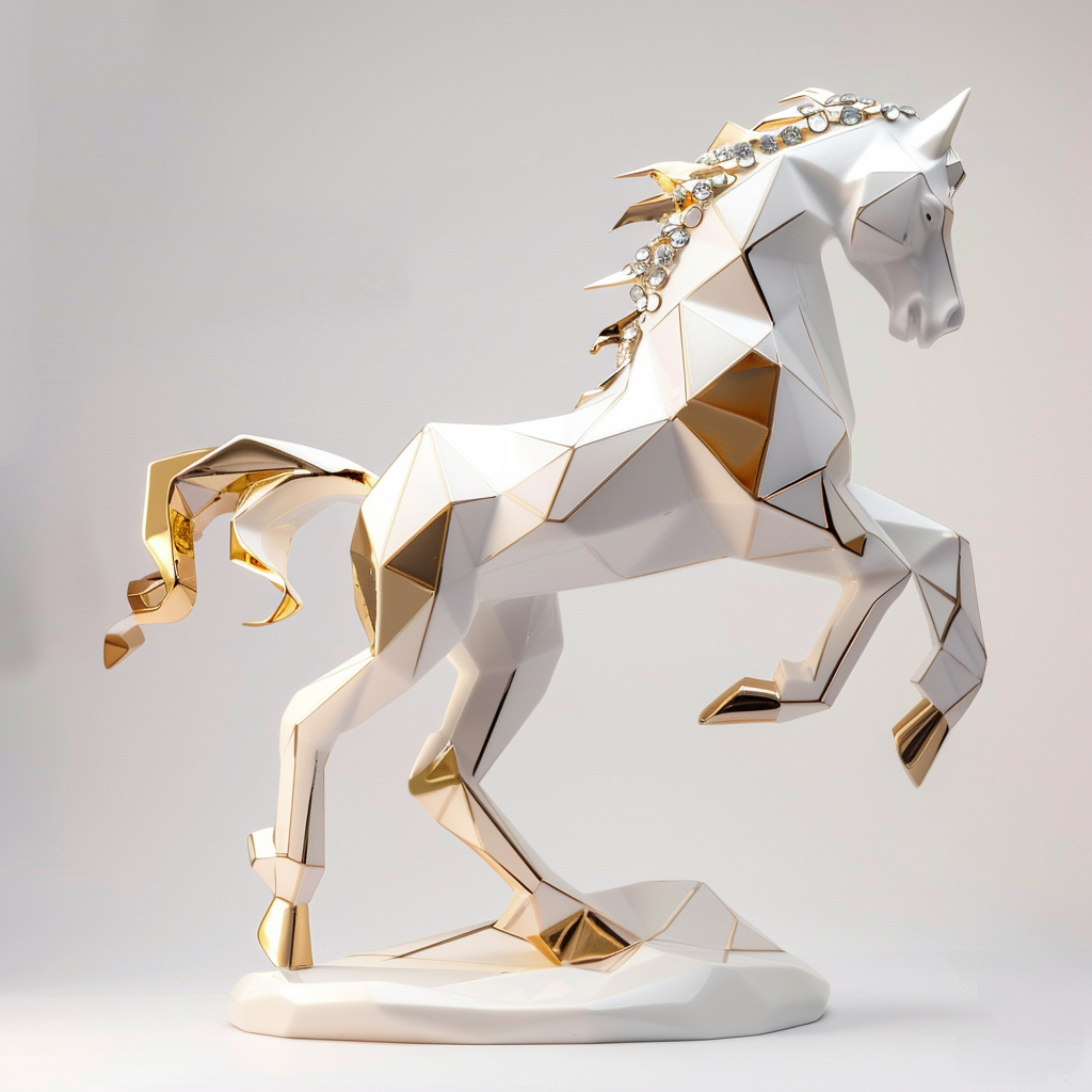 A Nordic luxury horse sculpture with gold jewelry