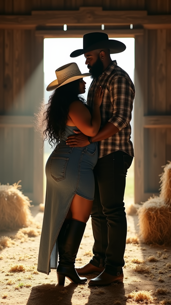 A Nostalgic Barn Romance with African American Couple