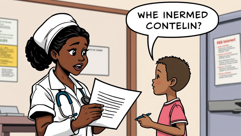 A Nurse Explains Consent Procedure to Child