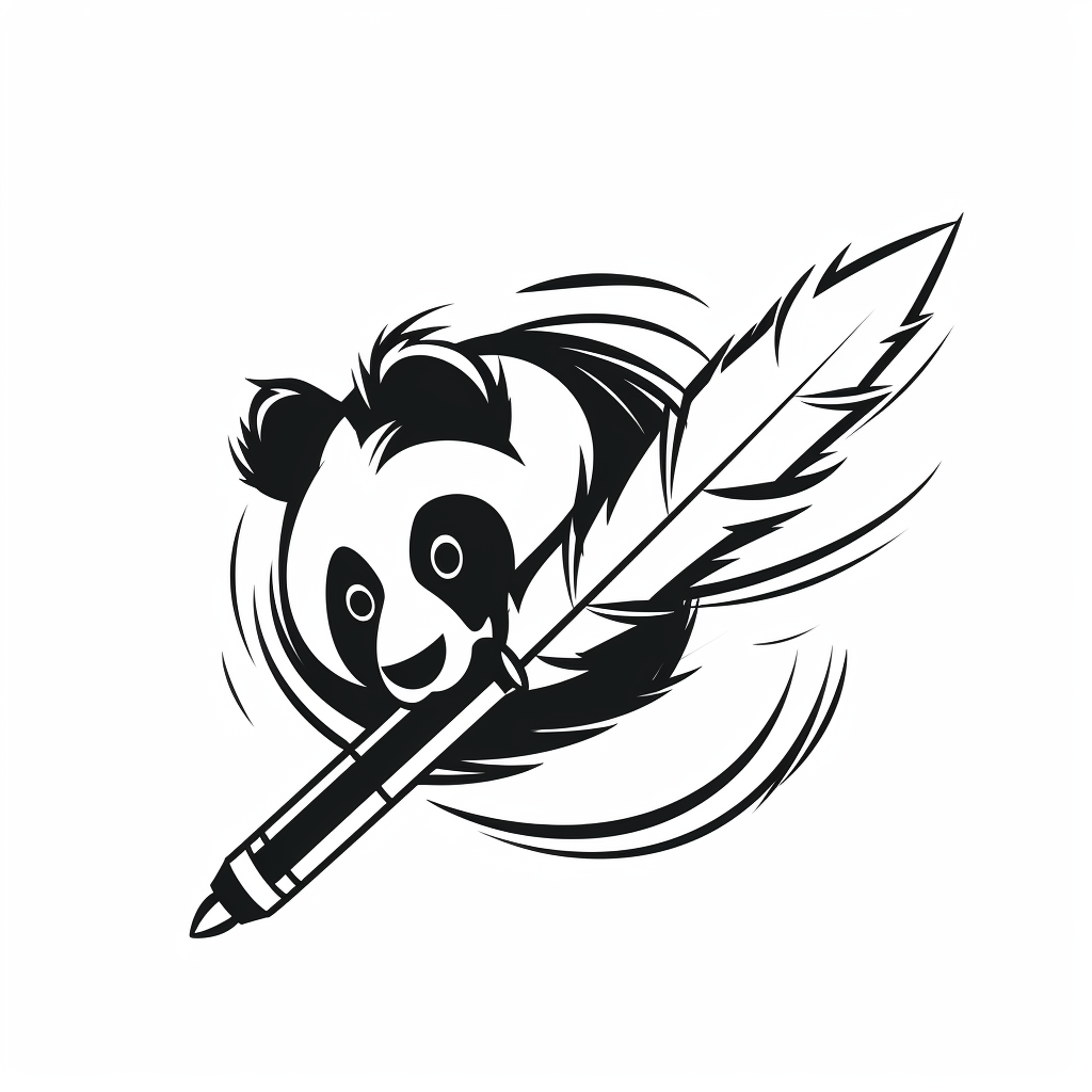 A Panda Drawing with Ink Quill