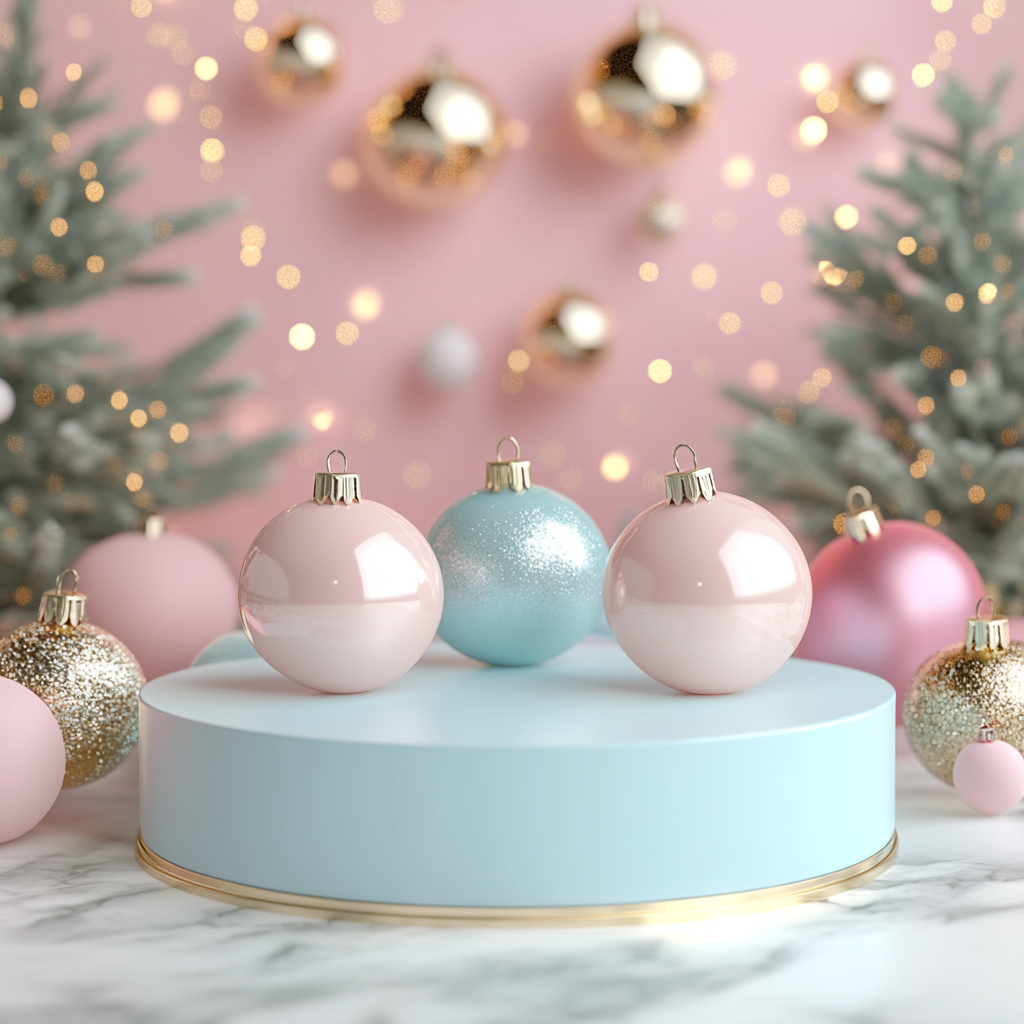 A Pastel Podium Platform for Holidays in 3D.