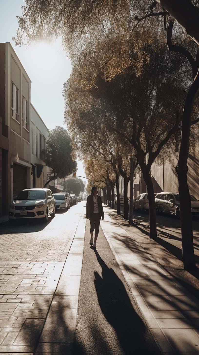 A Person Walking Down a Quiet Street