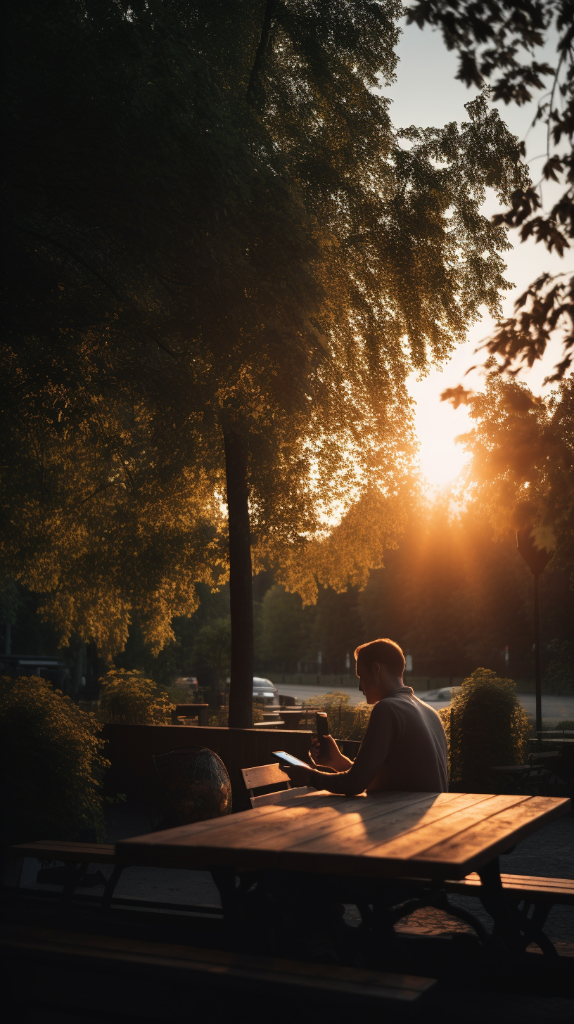 A Person at Café During Sunset, Relaxing