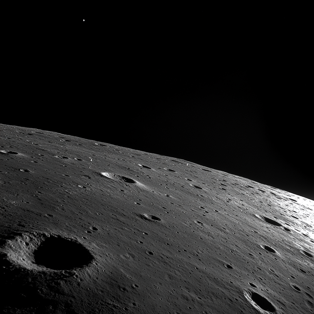 A Photo of Moon Surface with Earth View