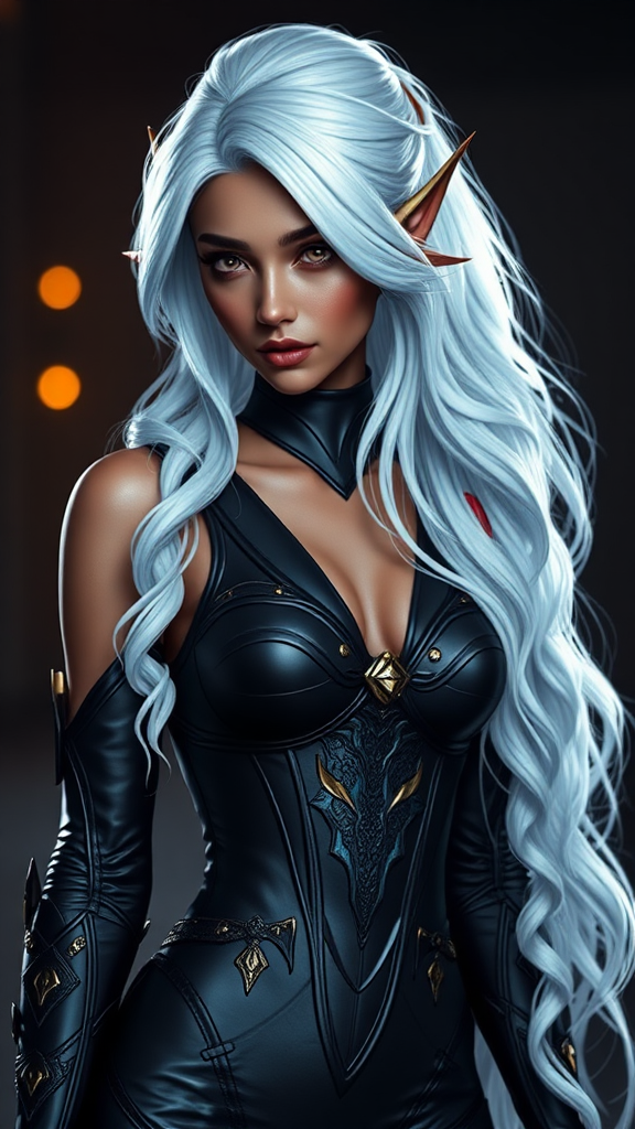 A Photorealistic Image of a Dark Elf Girl