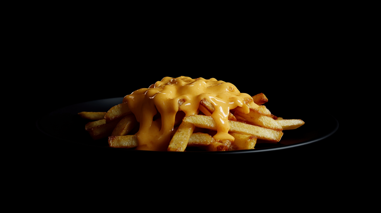 A Pile of Cheese Fries on a Plate.