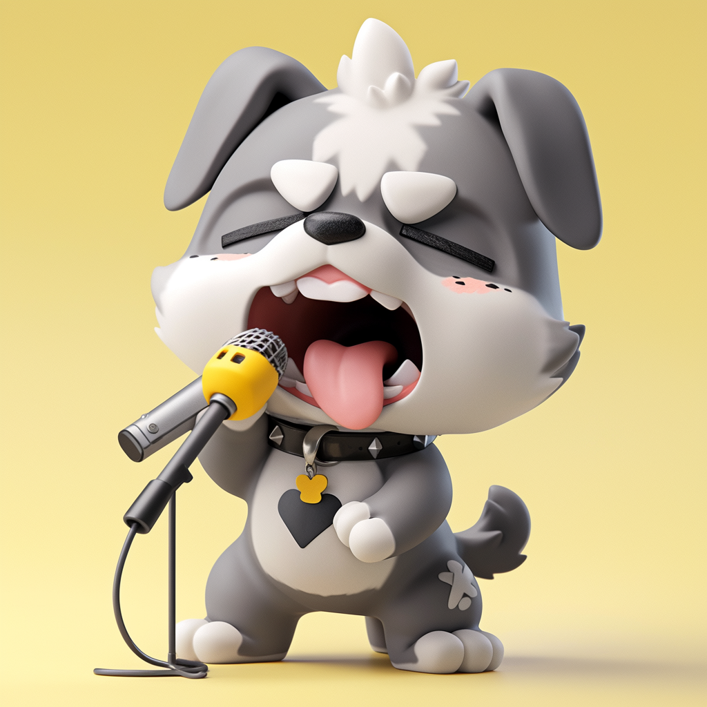 A Playful Rockstar Dog in Cute Drawing