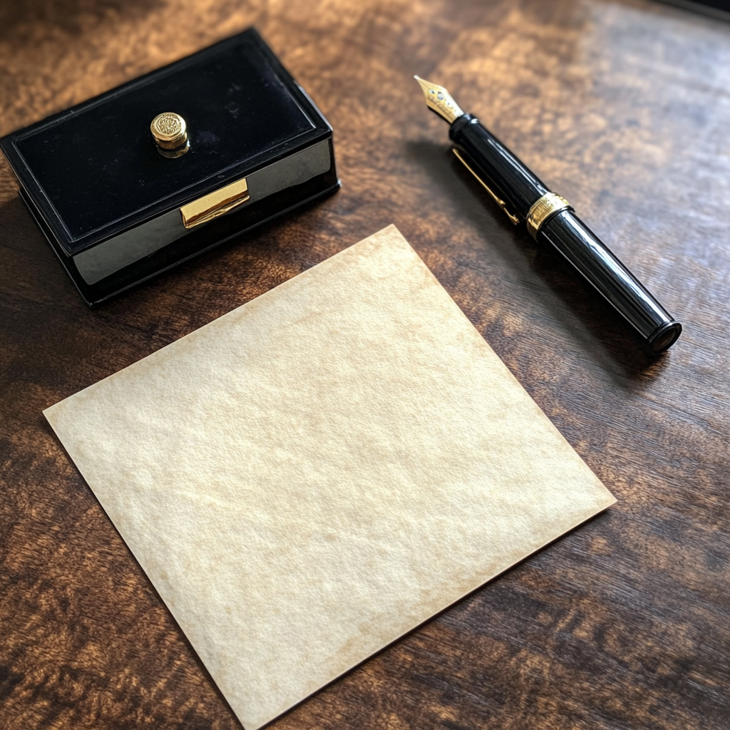 A Polished Oak Table with Vintage Writing Accoutrements