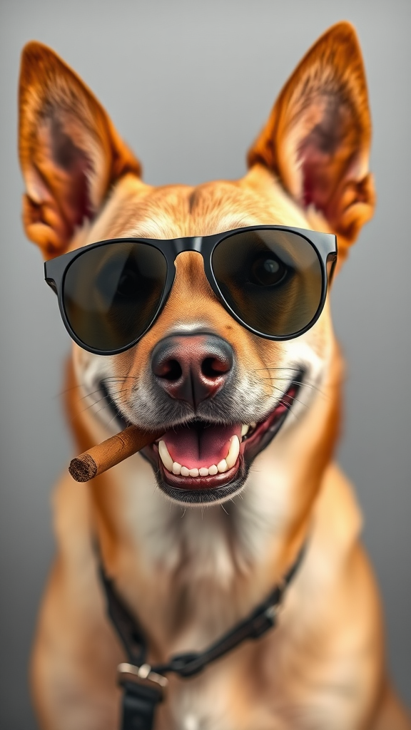 A Portrait of a Smiling Dog in Sunglasses