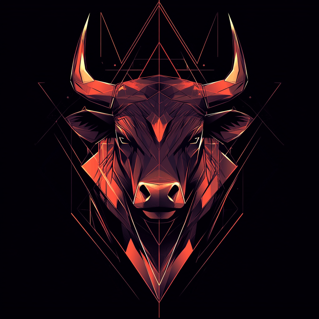 A Powerful, Angry Bull with Geometric Design. Vector Illustration