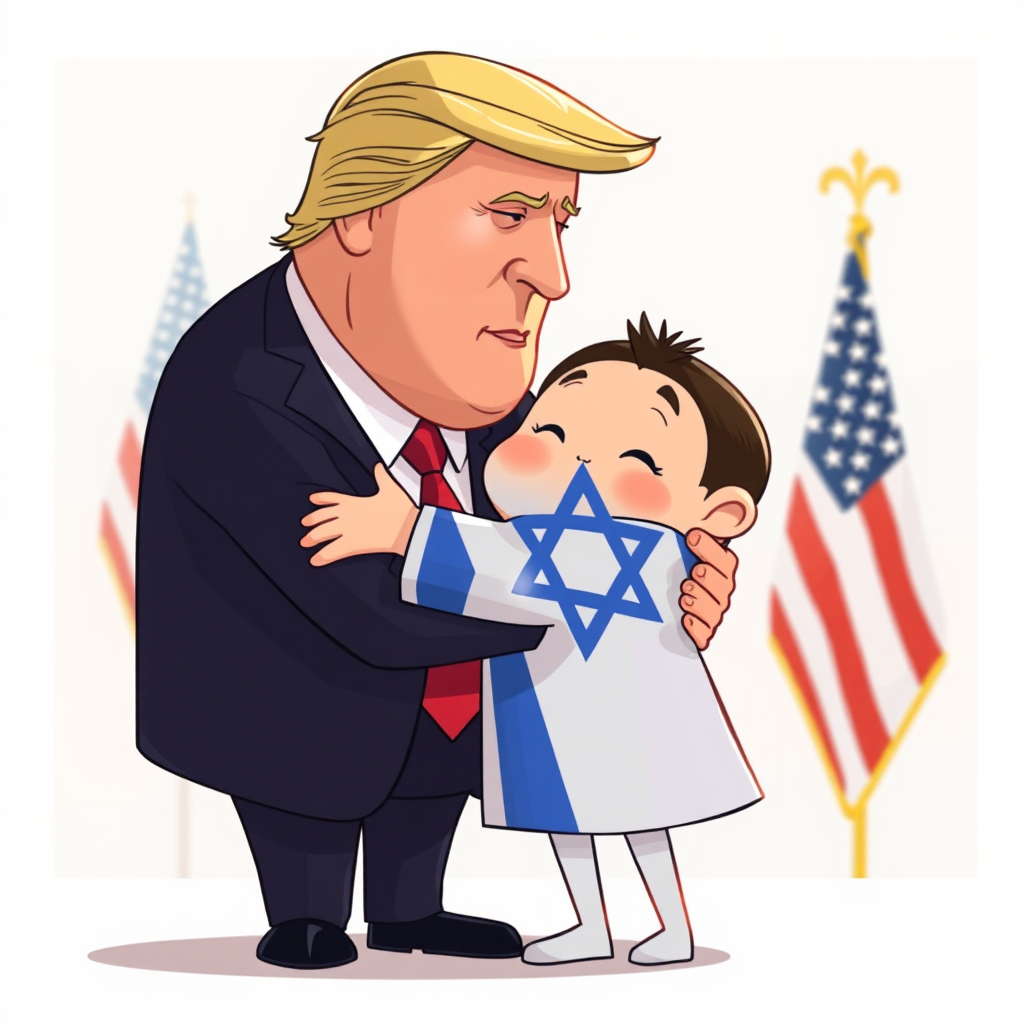 A President Trump hugs Prime Minister Netanyahu warmly