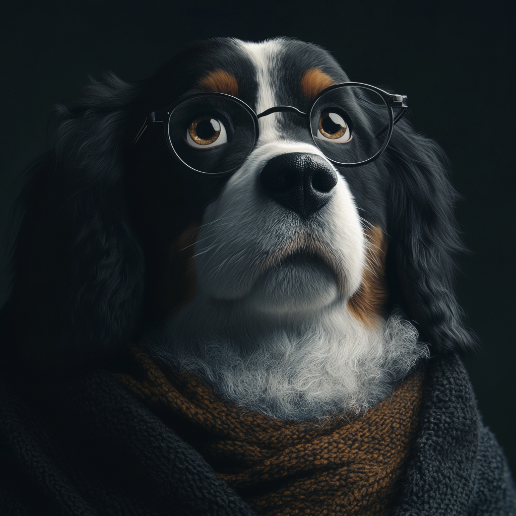 A Professor with a Bernese Mountain Dog Portrait