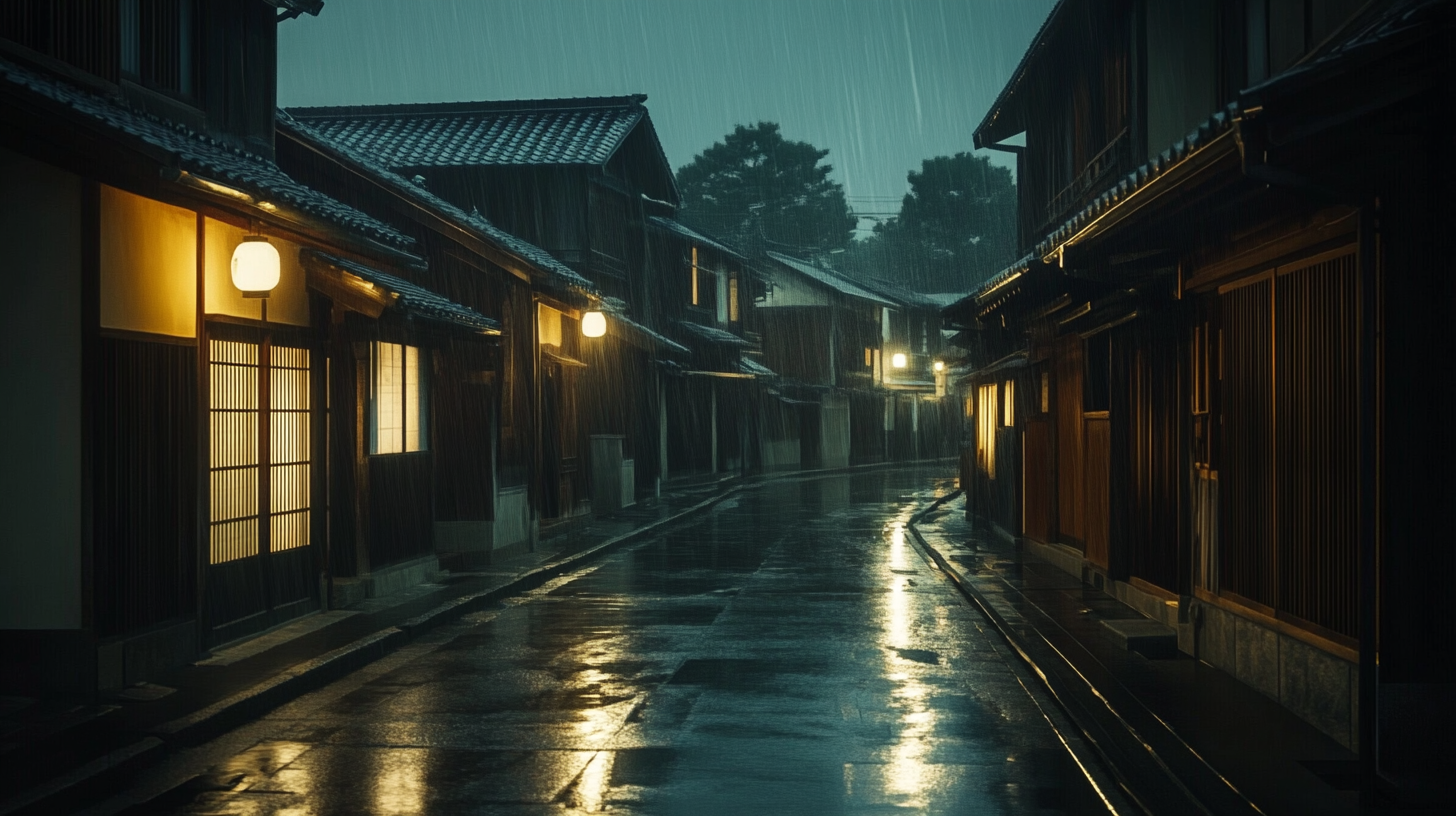 A Quiet Night in a Japanese Village