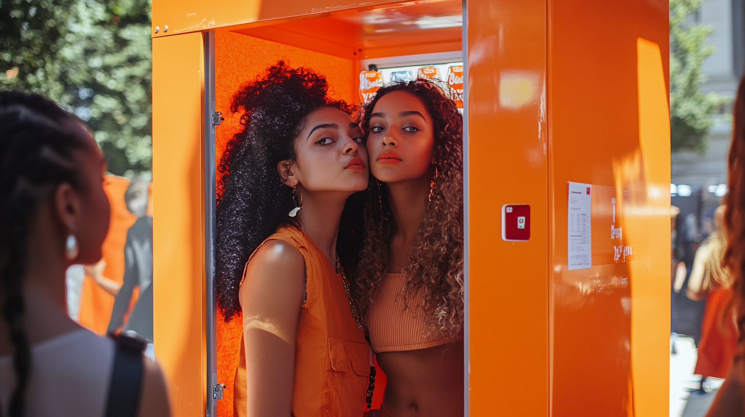 A Realistic Orange Kissing Booth at Music Festival