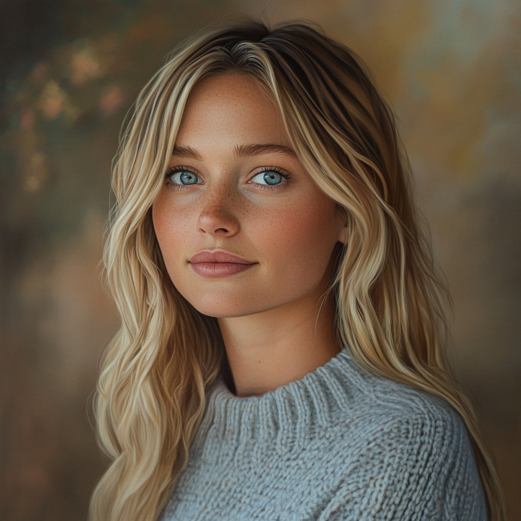 A Realistic Portrait of a Blond Woman