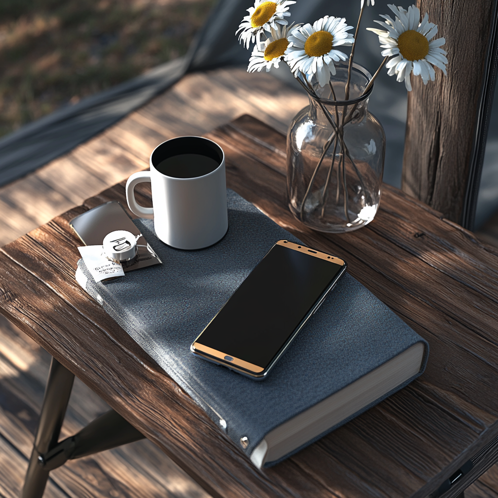 A Realistic View of Samsung Galaxy on Camping Table.