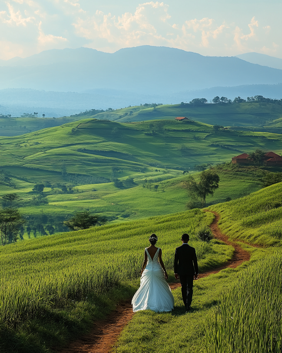 A Realistic Wedding Photo of Rwandan Couple.