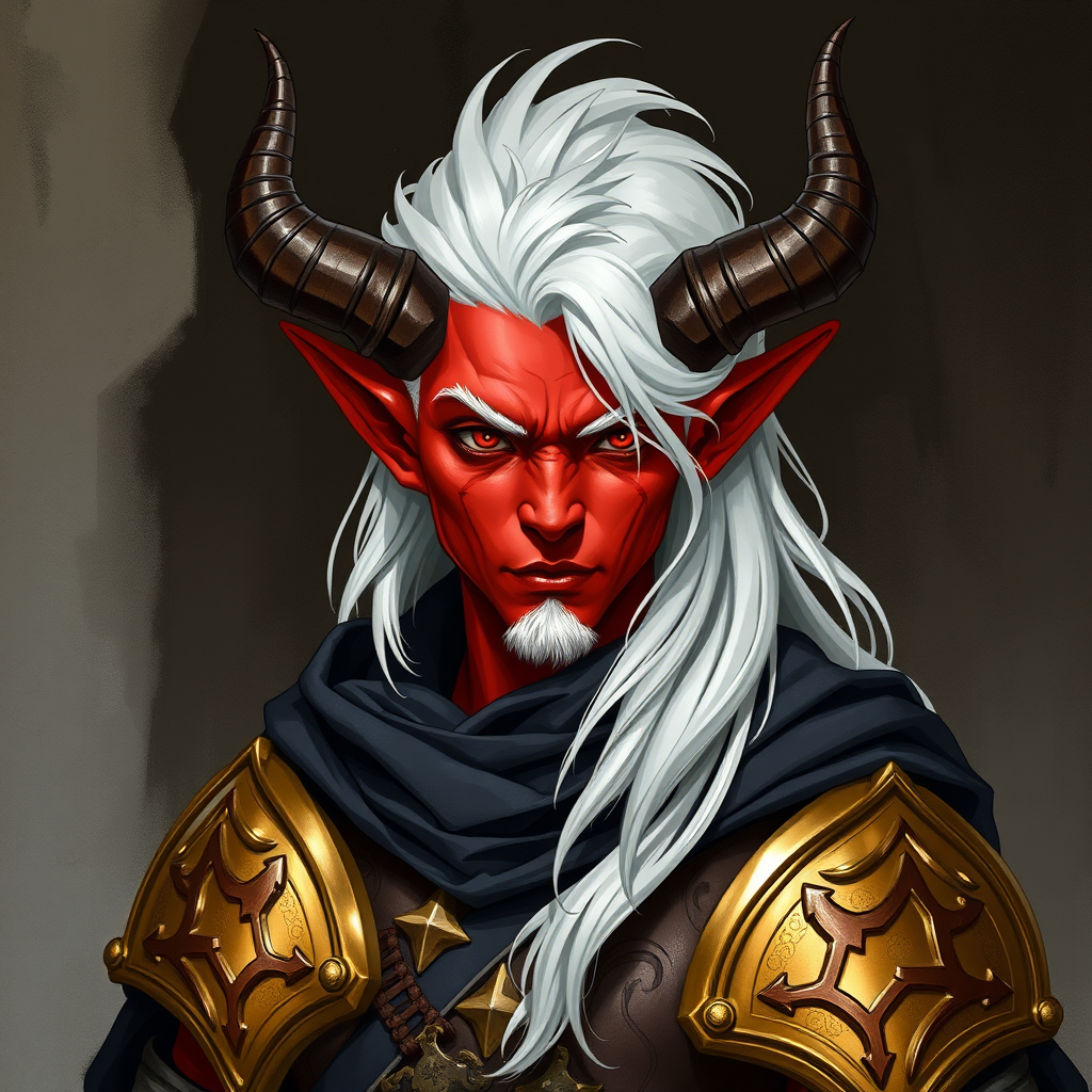 A Red Tiefling Paladin In Kim Jung Gi Style