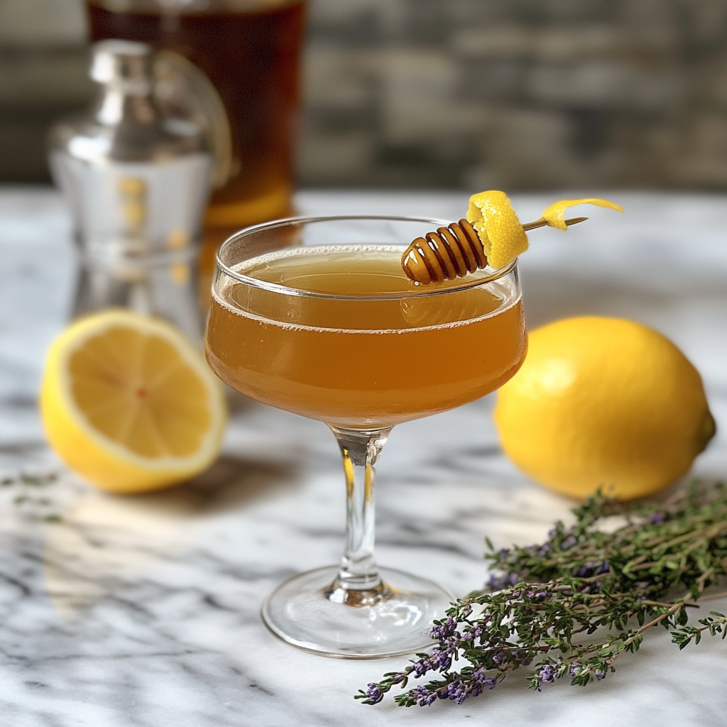 A Refreshing Honey Bee Cocktail with Bourbon