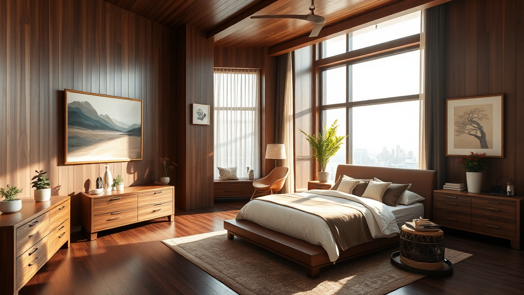 A Relaxing Zen Bedroom with Dark Wood Decor