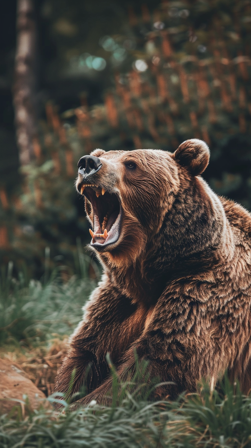 A Roaring Angry Bear's Head in High Definition