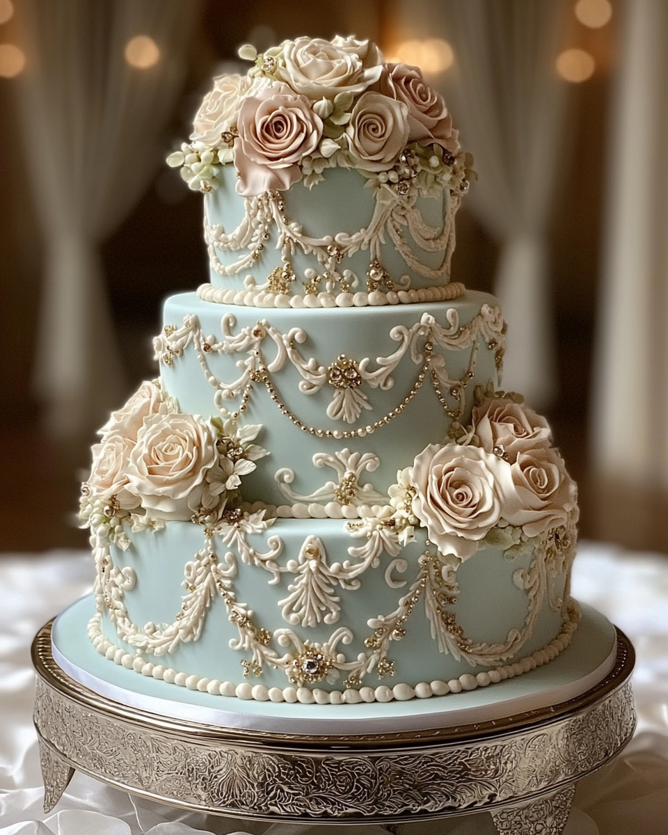 A Rococo Inspired Multilayered Wedding Cake Design