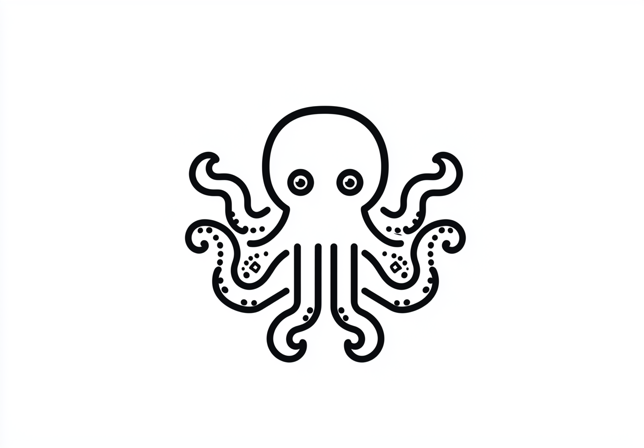 A Roman-style octopus icon with onions on white