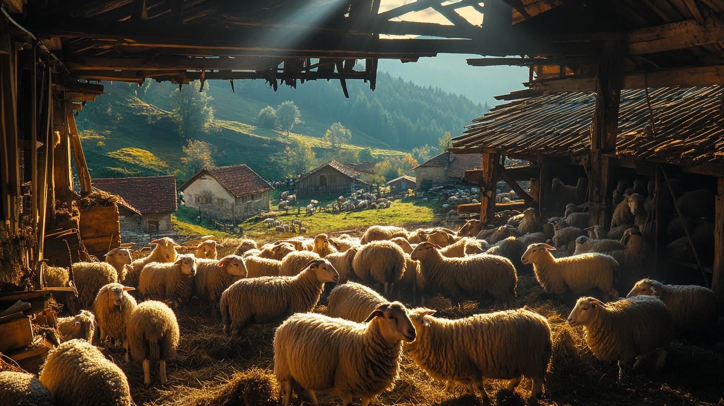 A Romanian Village Barn: Sheep, Goats, and Farm