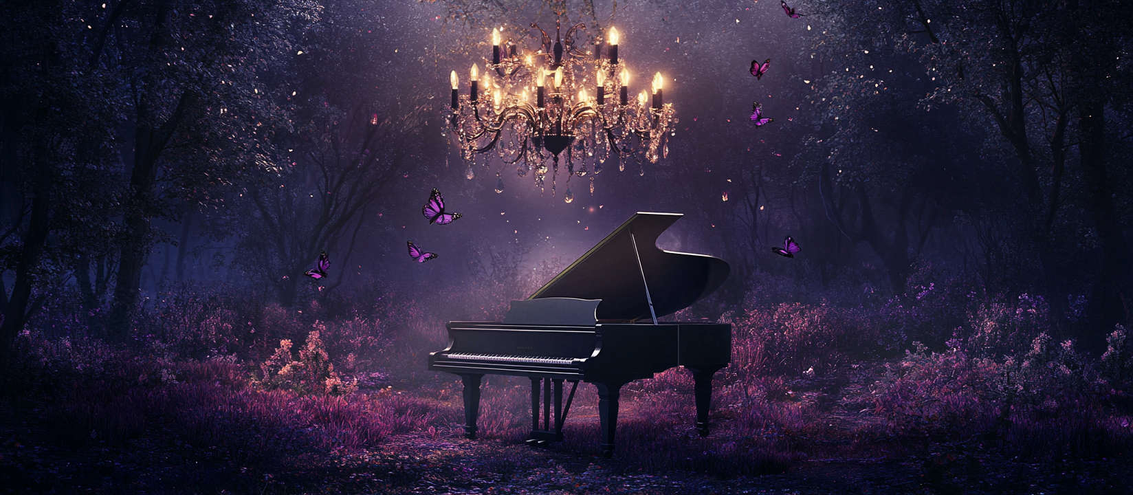 A Romantic Forest Night with Beautiful Piano