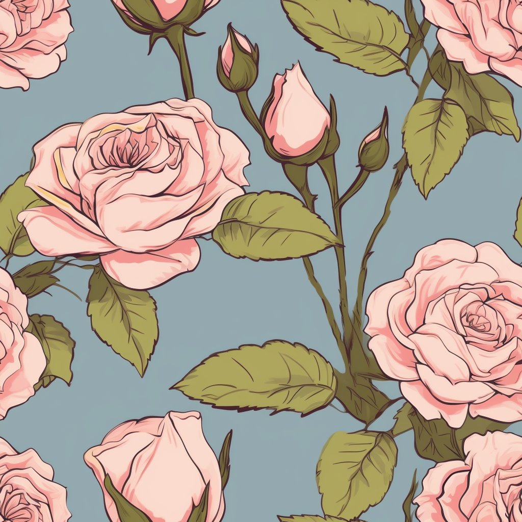 A Romantic Roses Pattern with Anime Style