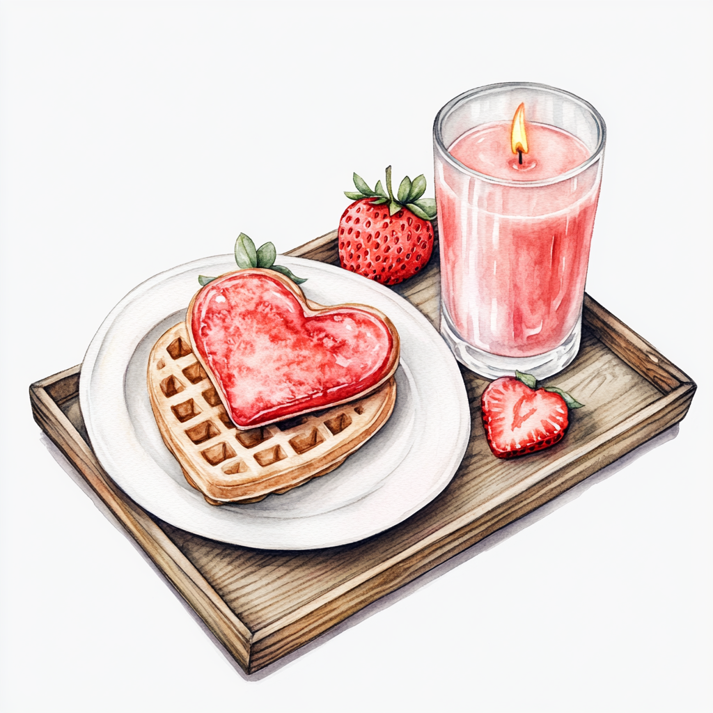 A Romantic Valentine's Breakfast Illustration