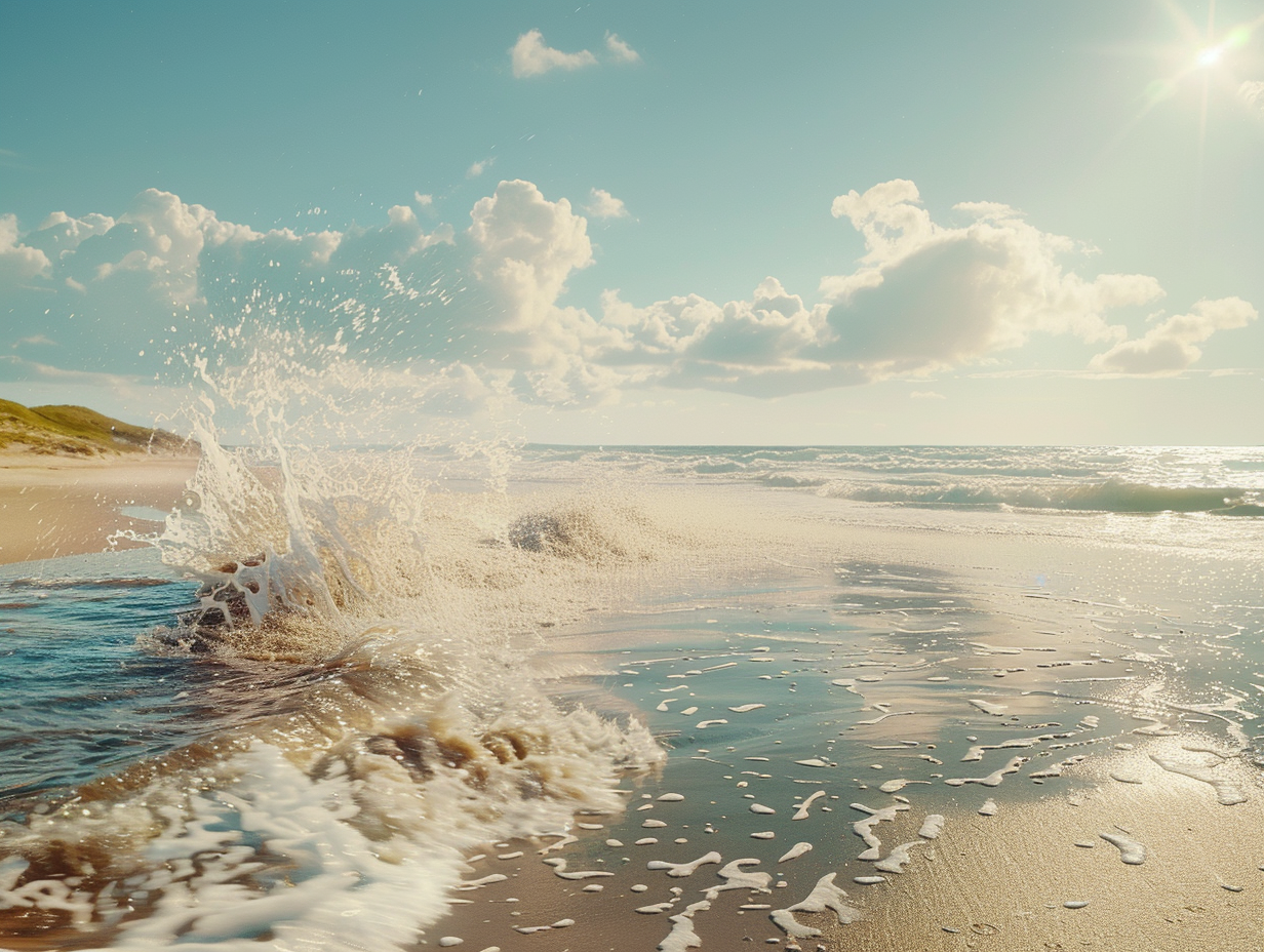 Cinematic Beach Waves Photograph In Wes Anderson Style