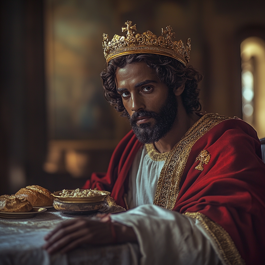 A Scene with Jesus at Dining Table Waiting