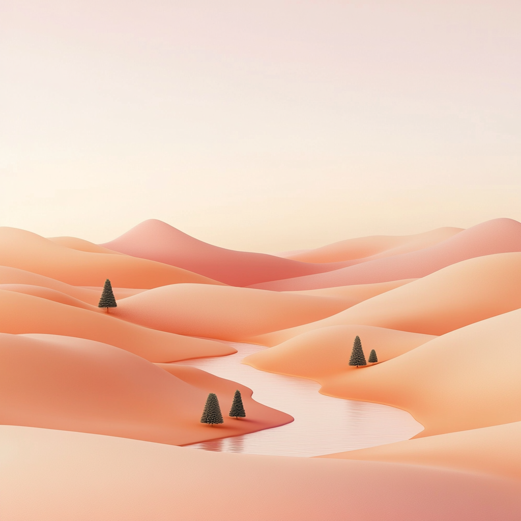 A Serene Desert Landscape with Winding River