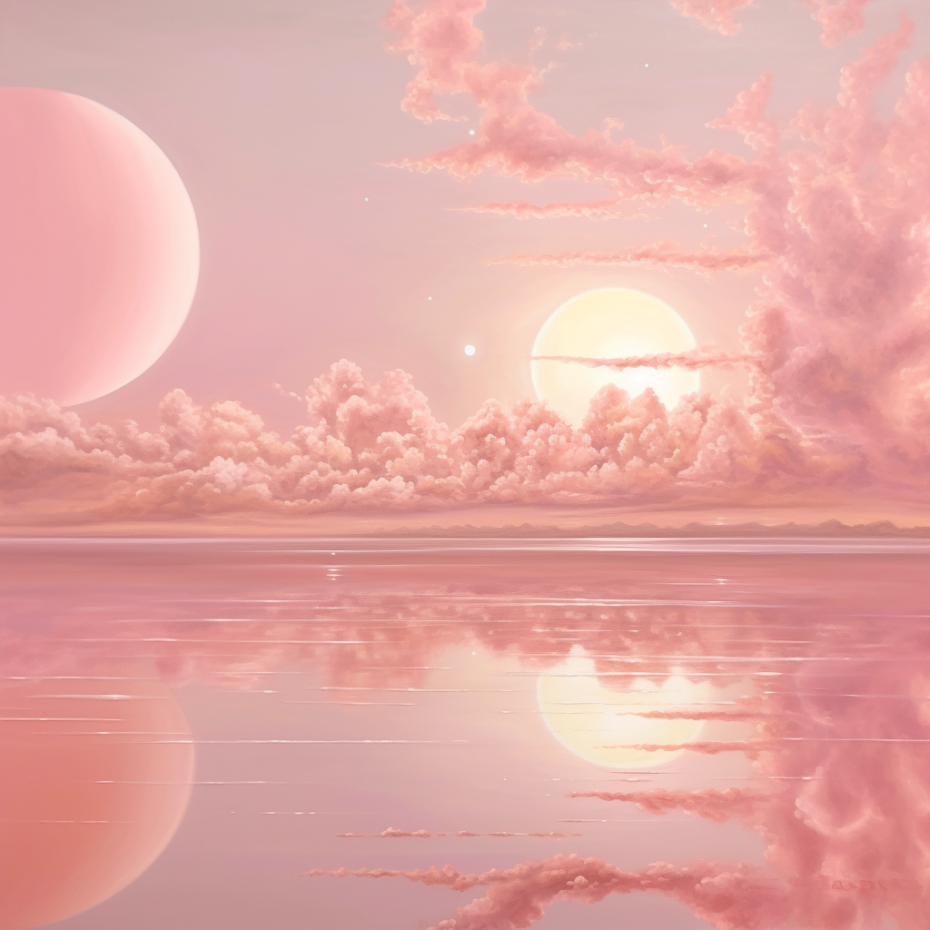 A Serene Pink Moonlit Reflection of Beauty