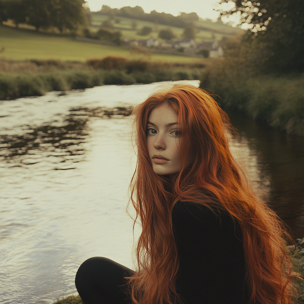 A Serene Woman by the Calm River