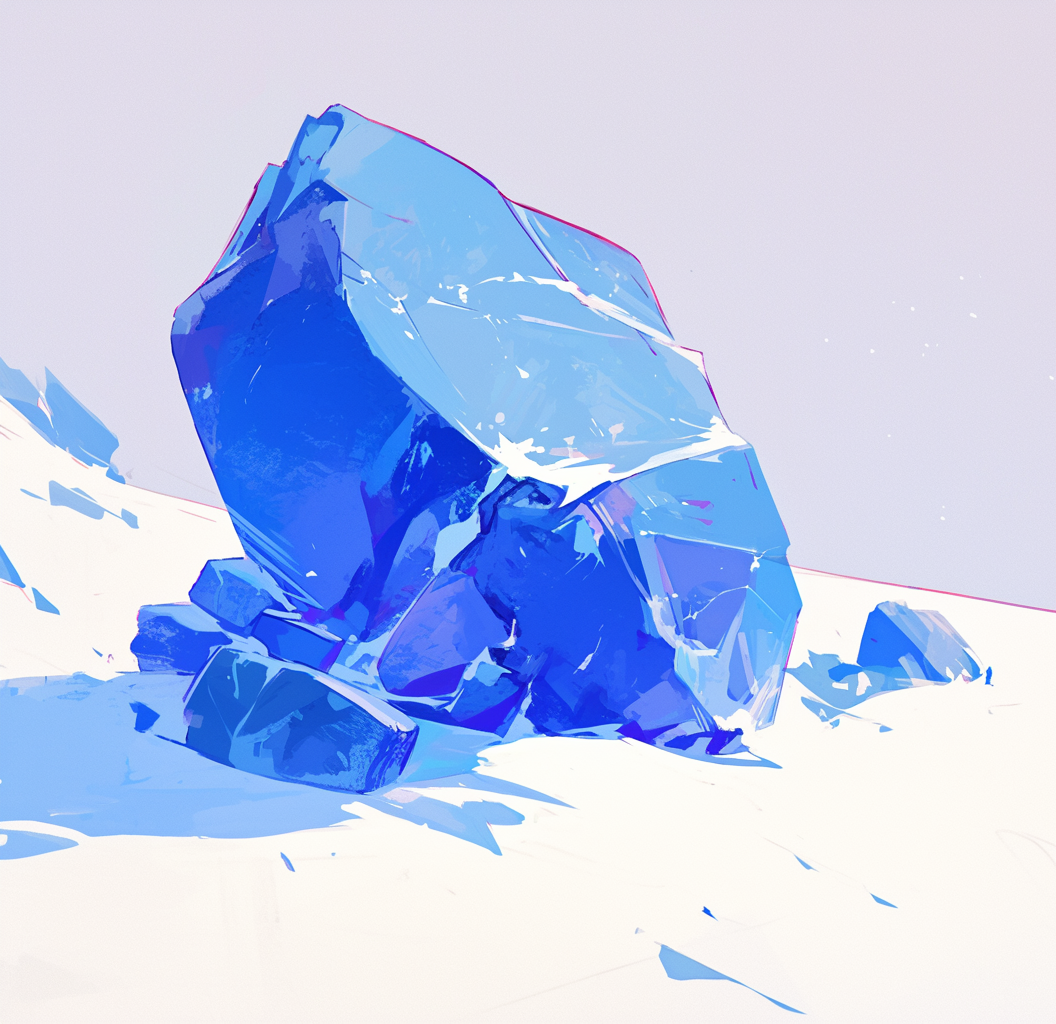 A Sharp Blue Rock in Snowy Mountains