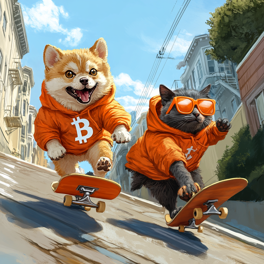 A Shiba Inu and Siamese Cat race downhill