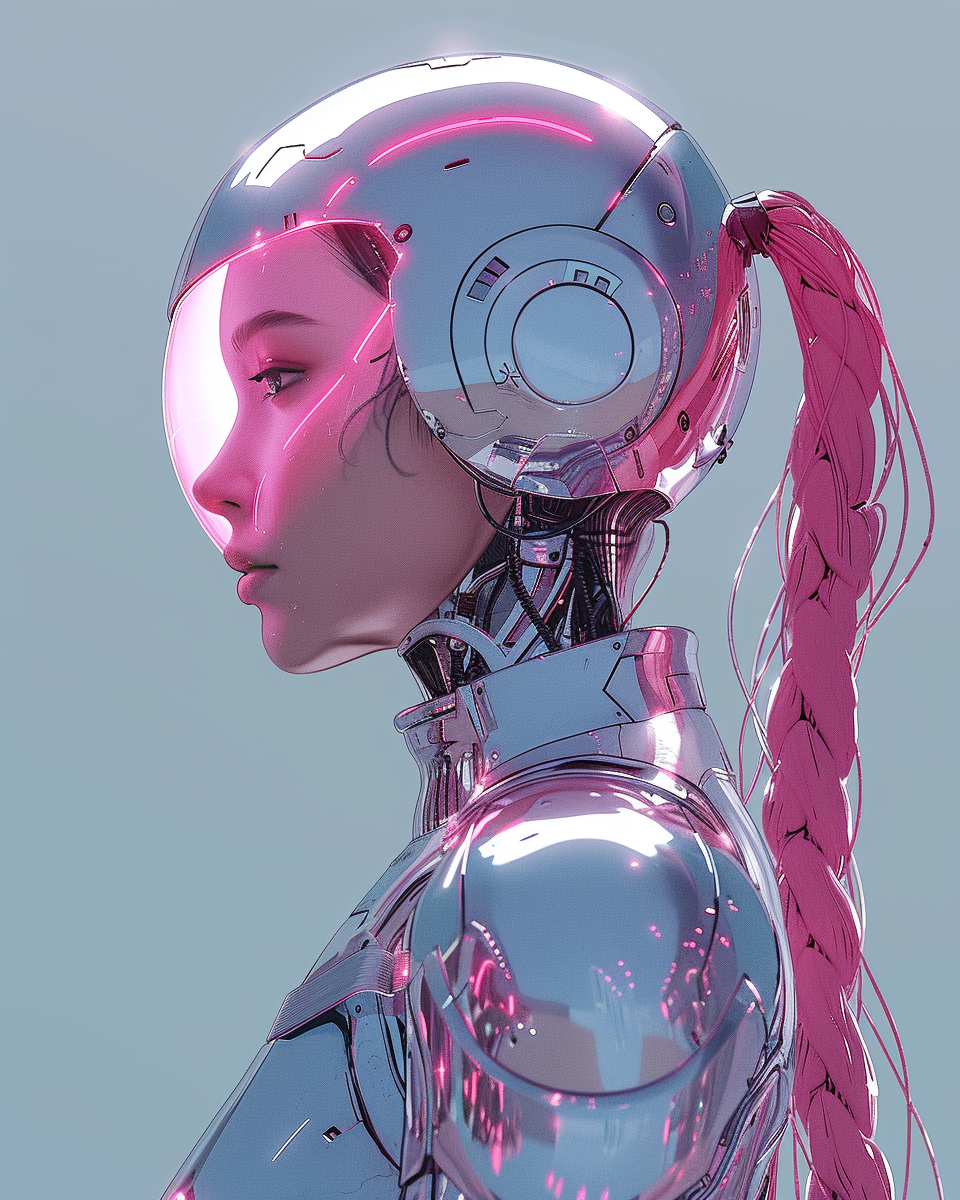 A Shiny Disco Ball Robot with Ponytails